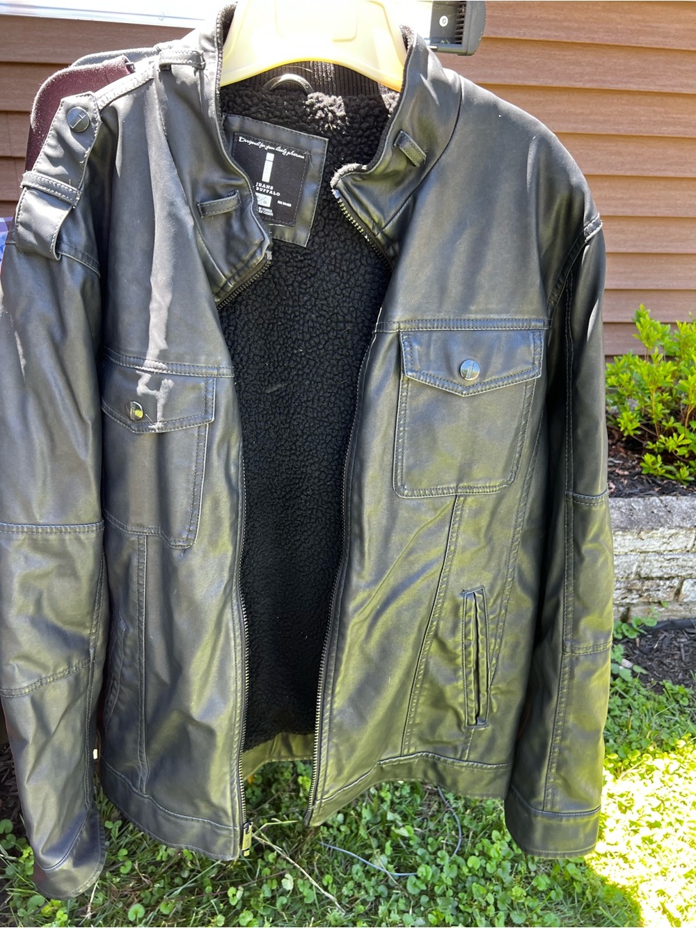 Buffalo David Bitton Black Faux Leather Sherpa Jacket